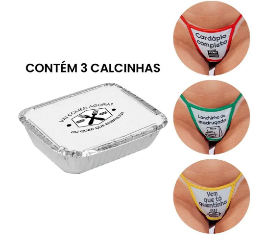 Kit Marmita Vai Comer Agora Com 3 Calcinhas
