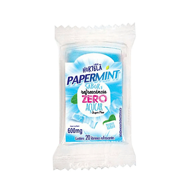 Papermint 20 Laminas Refrescantes Comestiveis Zero Acucar HORTELA