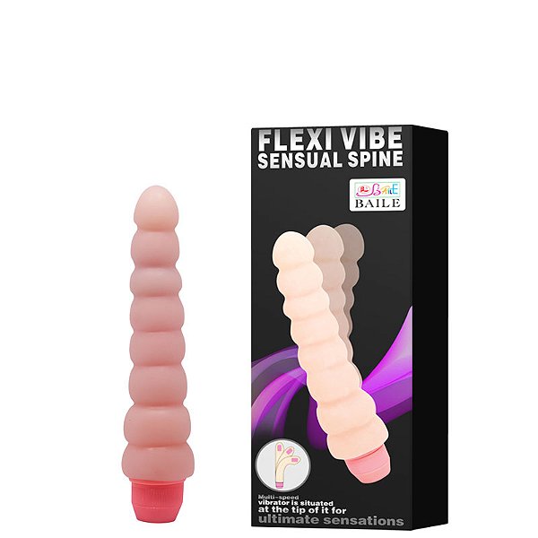 Vibrador 19x4,1cm Flexível Diâmetro Escalonado com Vibração Multivelocidade – FLEXI VIBE SENSUAL SPINE