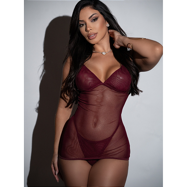 Camisola Laça-me c/ Calcinha BORDO