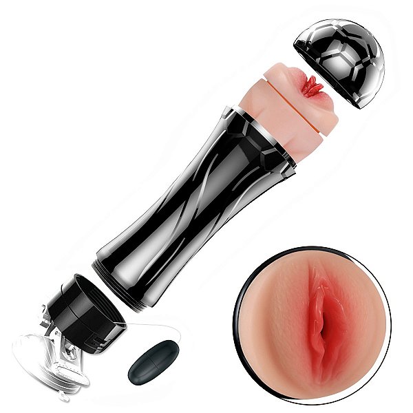 Masturbador Laterna Ânus Com Vibrador e Ventosa - Formato de Taça - A PILHA