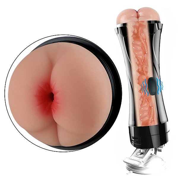 Masturbador Lanterna Ânus Com Vibrador e Ventosa - Formato de Taça - A PILHA