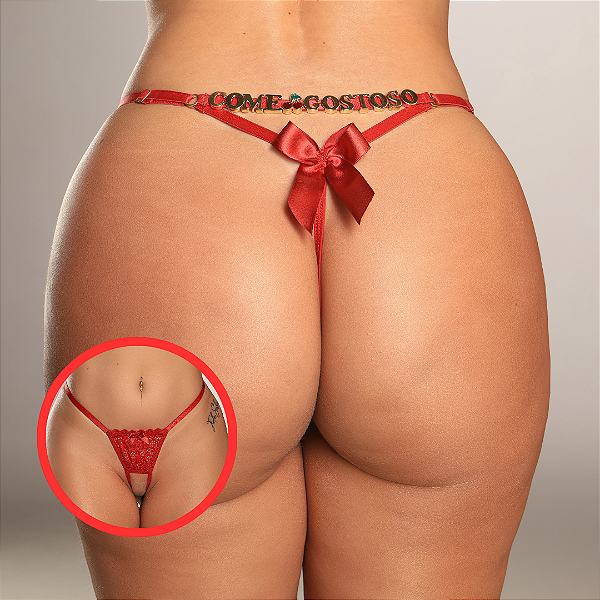 Calcinha Secretaria Presente Personalizável com 5 Letras INCLUSAS em Renda VERMELHA