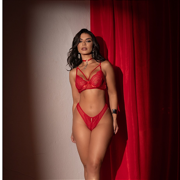 Conjunto Arrastão com Renda VERMELHO