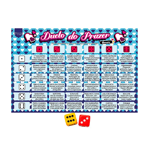 Duelo do Prazer Namoro Jogo de Tabuleiro com Desafios Diversao ao Cubo