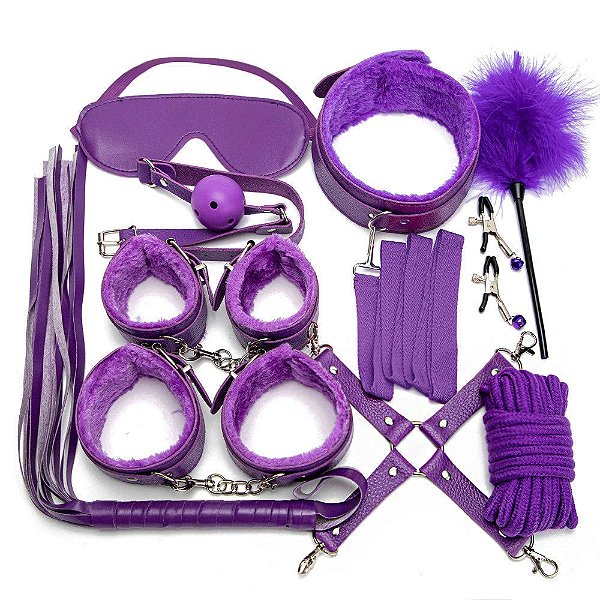 Kit Sado BDSM com 10 pecas - ROXO