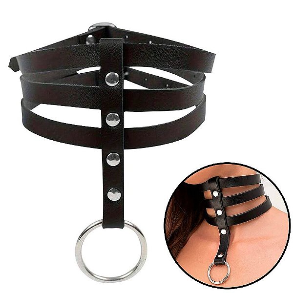 Coleira Ckocker Sado com 3 Tiras