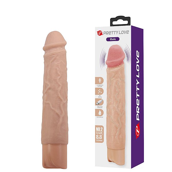 Protése Vibratória Recarregável com 22,3 x 4cm - Possui 10 Modos de Vibrações – PRETTY LOVE OSRIC