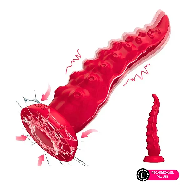 Vibrador em Formato de Tentaculo Vai e Vem - Com Controle Remoto