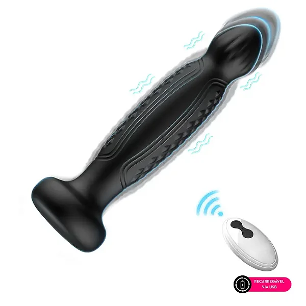 Plug Anal 16x3,2cm com Controle Remoto - Recarregável