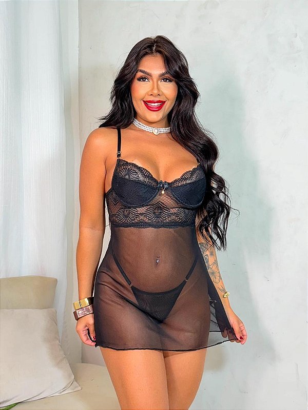 Camisola Samira com Aro em Renda e Tule (ACOMPANHA CALCINHA)