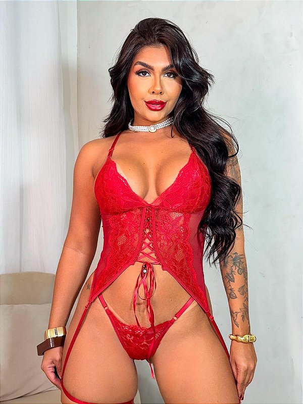 Conjunto Corselet Fita VERMELHO