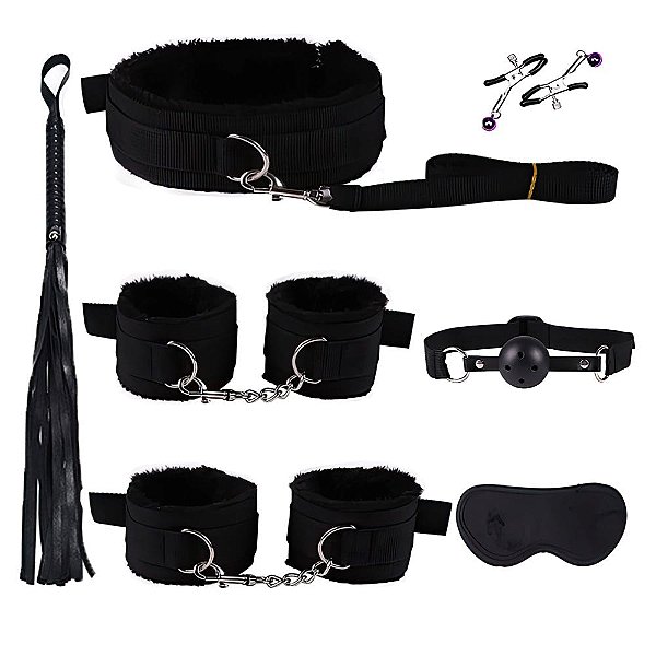 Kit Sado Bondage com 7 Produtos - PRETO