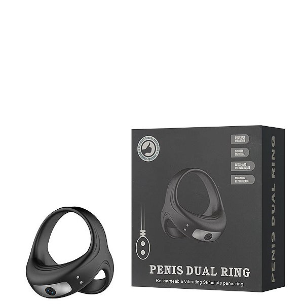Anel Peniano Recarregável com Alça para o Escroto. Possui 10 Modos de Vibração – PENIS DUAL RING