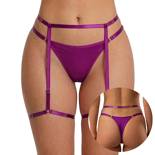 Cinta Liga ROXO Personalizável - 5 Letras Inclusas (NÃO ACOMPANHA CALCINHA)