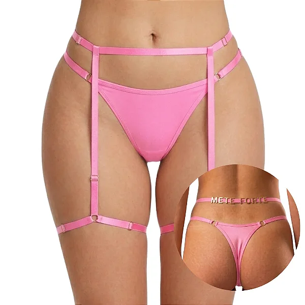 Cinta Liga ROSA Personalizável - 5 Letras Inclusas (NÃO ACOMPANHA CALCINHA)