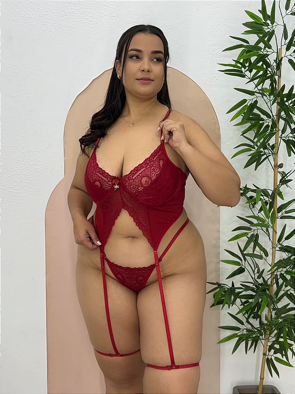Conjunto Plus Size Daiane em Renda com Aro - VERMELHO