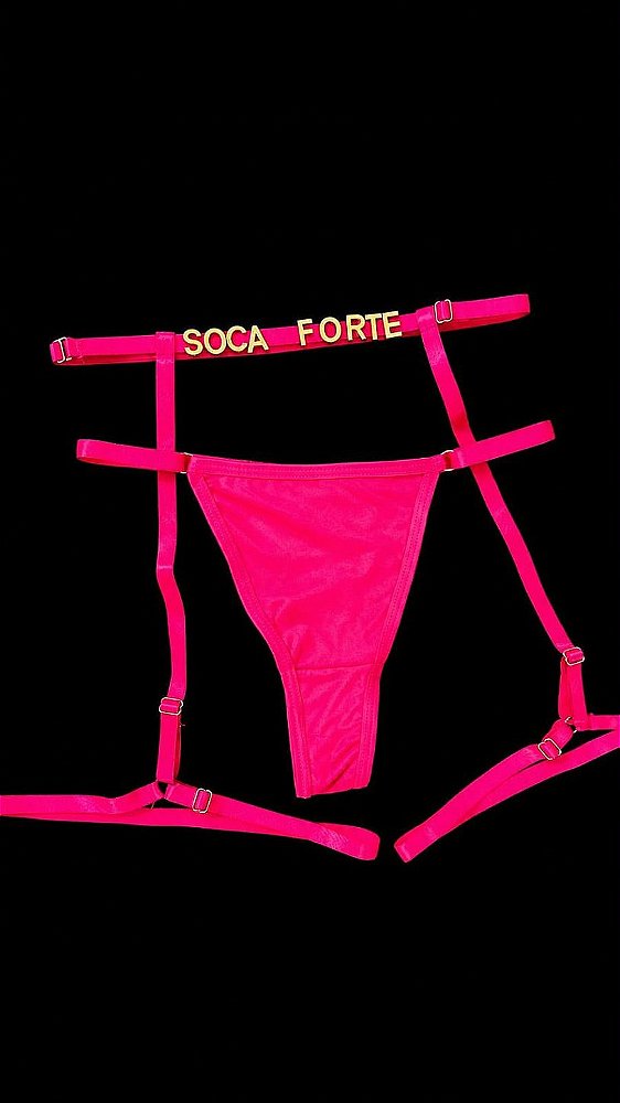 Calcinha com Cinta Liga Personalizável PINK (ACOMPANHA 6 LETRAS)