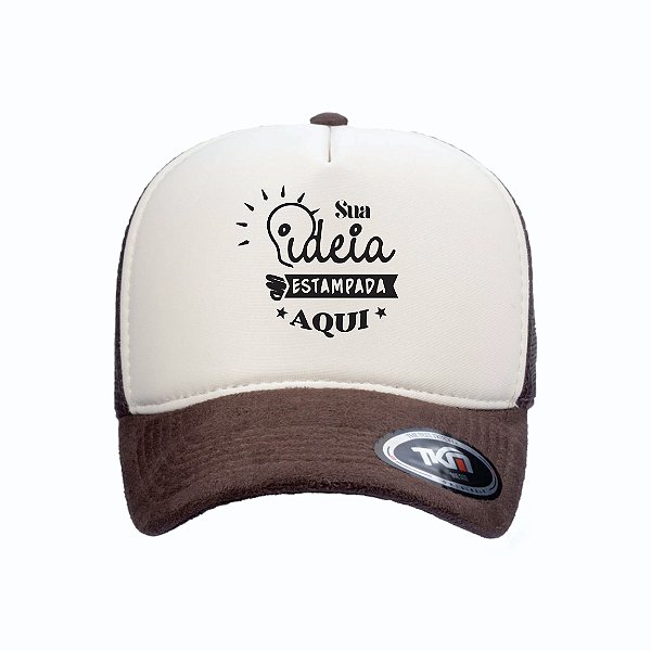 Boné Modelo Trucker - Café & Branco Personalizados