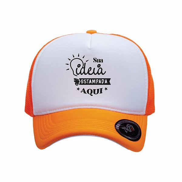 Boné Modelo Trucker - Laranja & Branco Personalizados