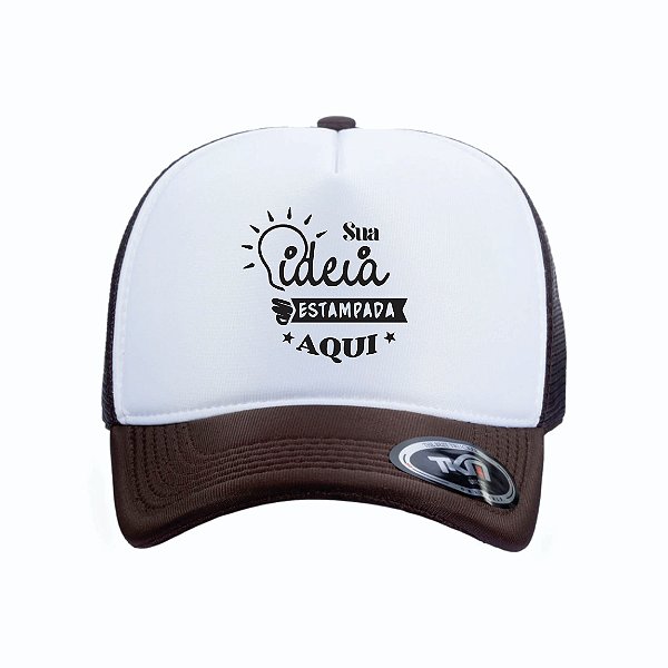 Boné Modelo Trucker - Marrom & Branco Personalizados