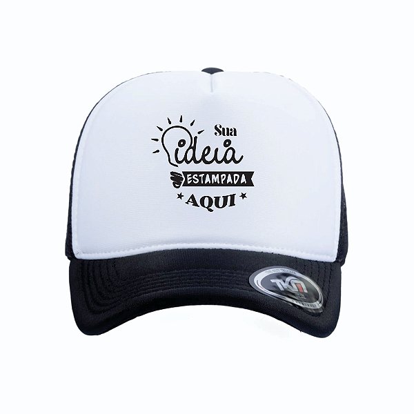 Boné Modelo Trucker - Preto & Branco Personalizados