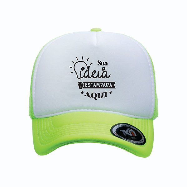 Boné Modelo Trucker - Verde Flúor & Branco Personalizados