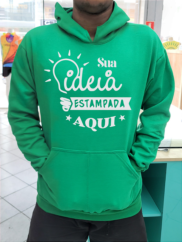 Moletom Liso Algodão Unissex  Canguru - Verde