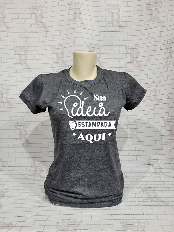 Camisetas Femininas Personalizadas – Cinza Mescla