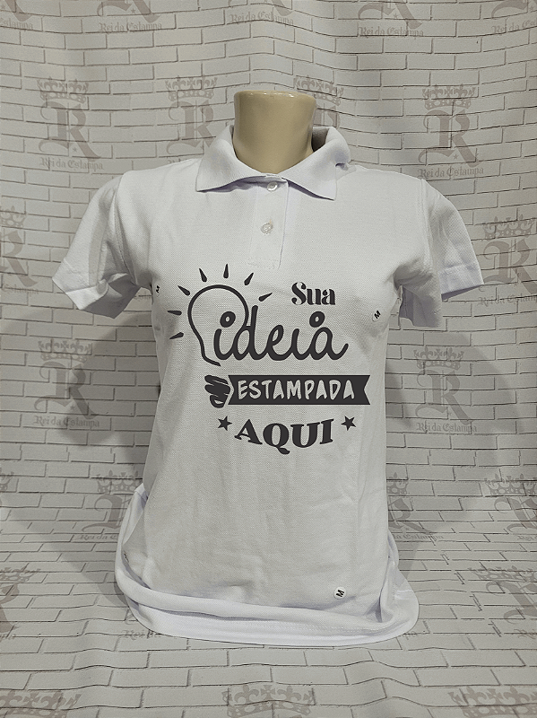 Camiseta Feminina Polo Piquet Baby Look -Branca