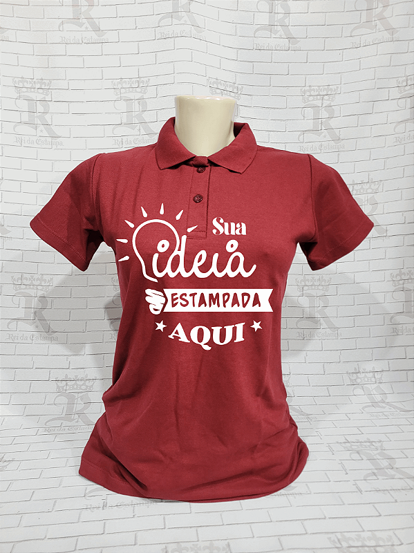 Camiseta Feminina Polo Piquet Baby Look - Bordo