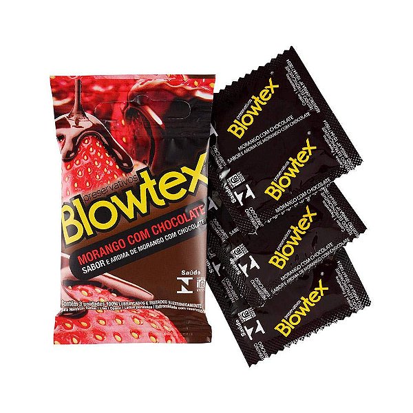 Preservativo Blowtex Morango com Chocolate - 3 unidades
