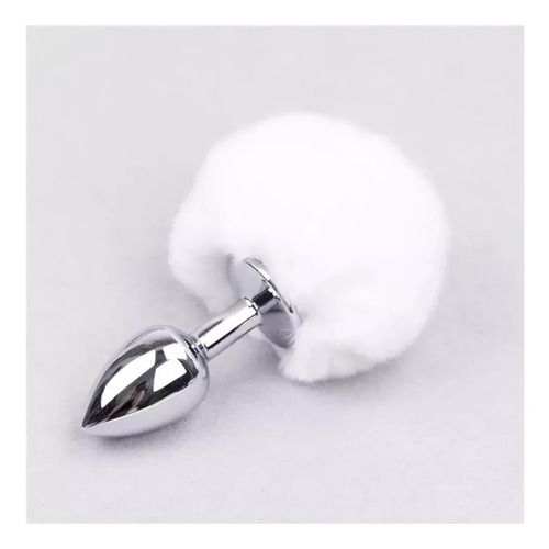 Plug Anal Aço - Pompom - Cor Branco