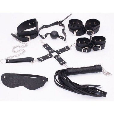 Kit Bondage Sado Preto - 7 itens