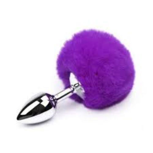 Plug Anal em Aço Pompom de Coelho -  Tamanho - P