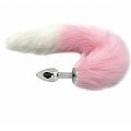 Plug Anal Rabo de Raposa - Rosa e Branco