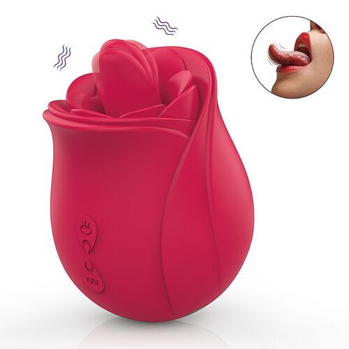 VIBRADOR DE CLITORIS FORMATO ROSA COM LINGUA ESTIMULADORA