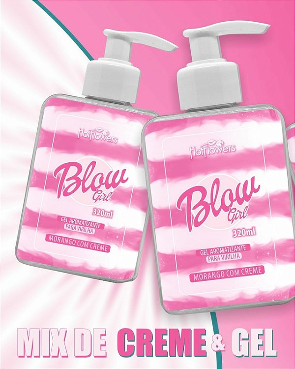 Blow Girl Gel Aromatizante para Virilha Morango com Creme 320ml Hot Flowers