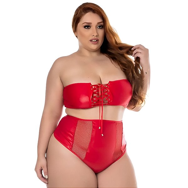 FANTASIA CONJUNTO SEDUÇÃO PLUS SIZE LINHA SADO HOT FLOWERS