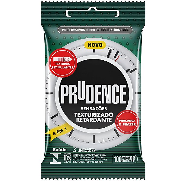 Preservativo Prudence Texturizado Retardante com 3 unidades