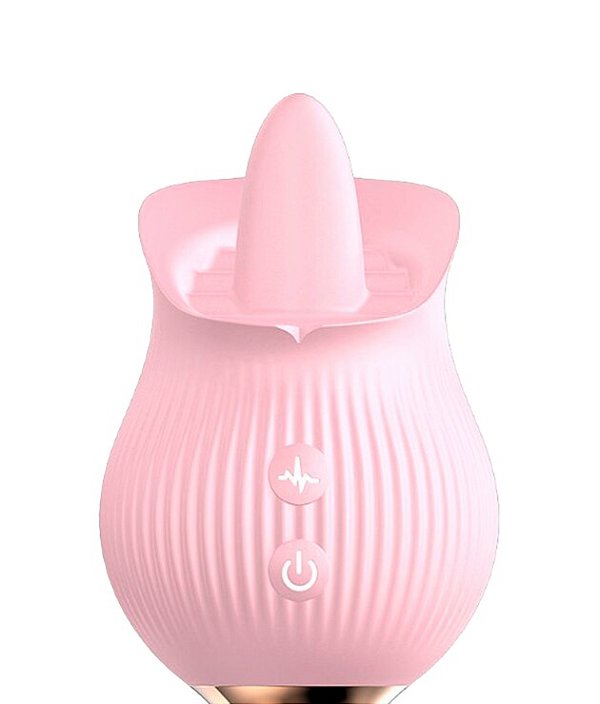 Vibrador em Silicone Recarregável – 12 Modos de Estimulação Rosa com Língua