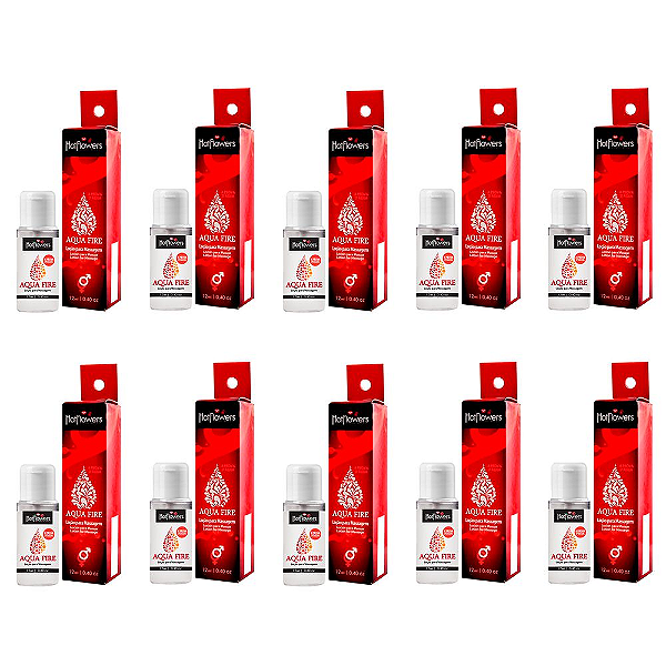 Aqua Fire Loção Lubrificante á Prova D' Agua 12ml Hot Flowers - Kit com 10 Unid