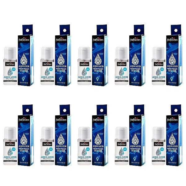 Aqua Loob Loção Lubrificante á Prova d' Agua 12 ml Hot Flowers - Kit com 10 Unid