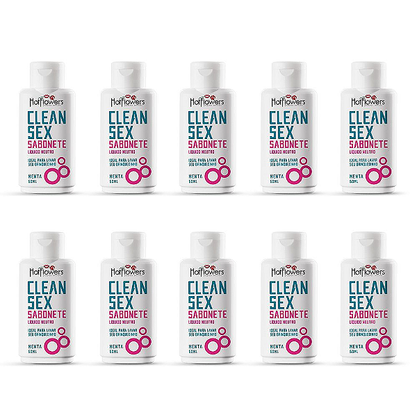 Clean sex sabonete líquido neutro 60ml Hot Flowers (Kit com 10 unidades)