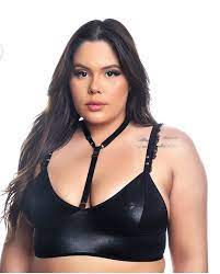Hot top com coleira removível plus size-preto - hotflowers