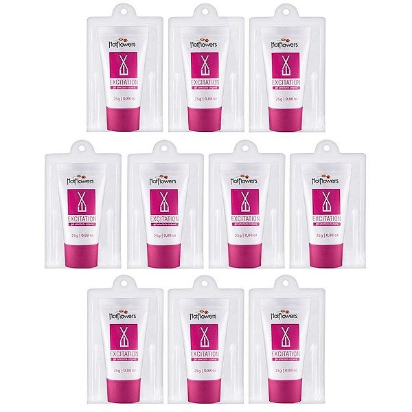 Kit Creme Excitacion em Gel 25g  Embalagem c 10 unid Hot Flowers