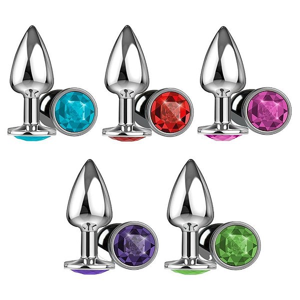 Plug Anal Luxo - Pedra Redonda Cores Sortidas - Tamanho P
