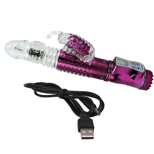 Vibrador Rotativo Recarregável com Estimulador Clitoriano  36 Vibrações