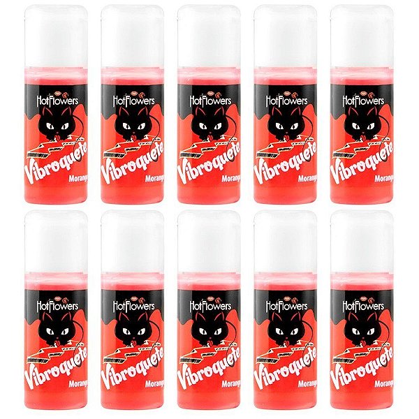 Vibroquete Vibrador Liquido - Morango 12g - Kit c/10 Und