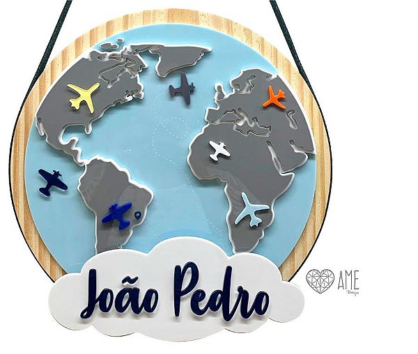 Porta Maternidade │ Volta ao mundo com fundo em acrílico